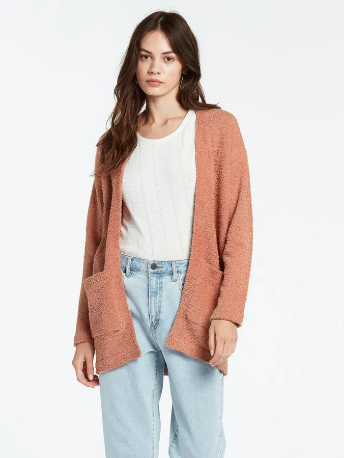 Womens Sweaters and Cardigans Volcom Lived In Lounge Cardigan 8211 Light Mauve