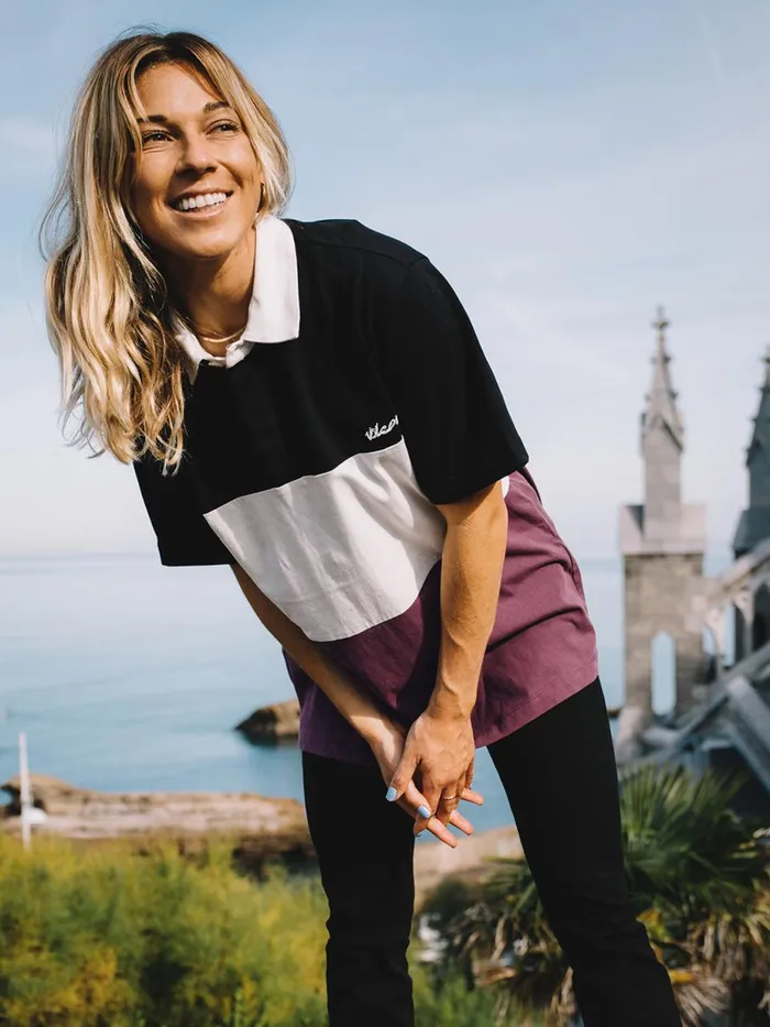 Womens Tops Volcom Coco Ho Polo Shirt 8211 Black White