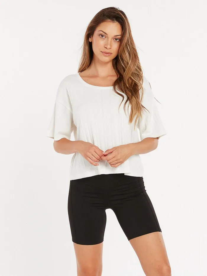 Womens Tops Volcom Lived In Lounge Short Sleeve 8211 Star White
