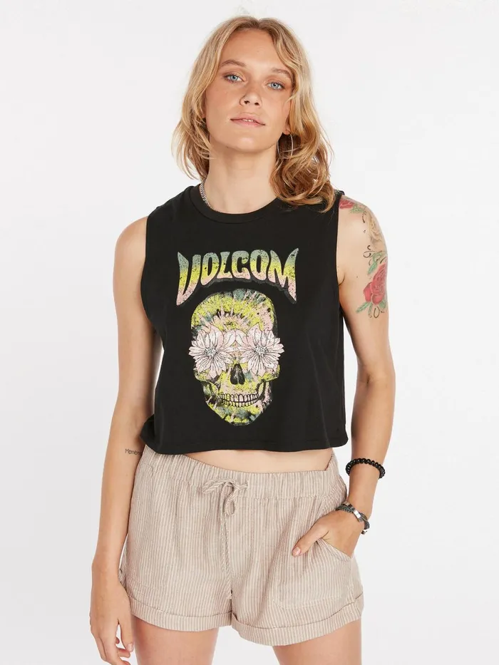 Womens Tops Volcom Stone Hour Crop Tank 8211 Black