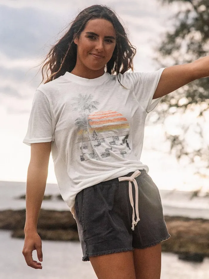 Womens Tops Volcom Tern N Bern Short Sleeve 8211 Star White