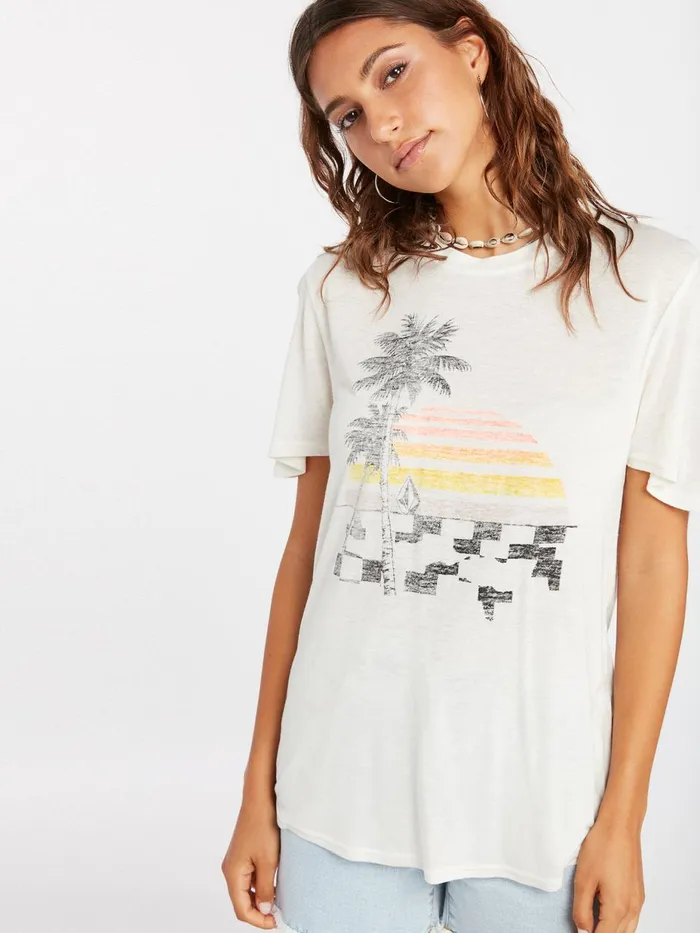 Womens Tops Volcom Tern N Bern Short Sleeve 8211 Star White