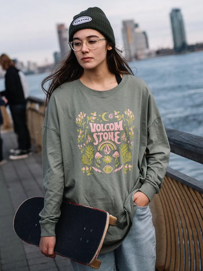 Womens Tops Volcom Werking Doubles Long Sleeve 8211 Light Army