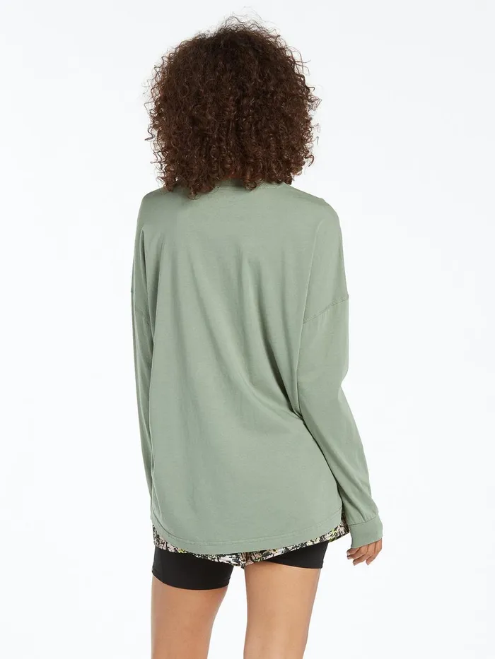 Womens Tops Volcom Werking Doubles Long Sleeve 8211 Light Army