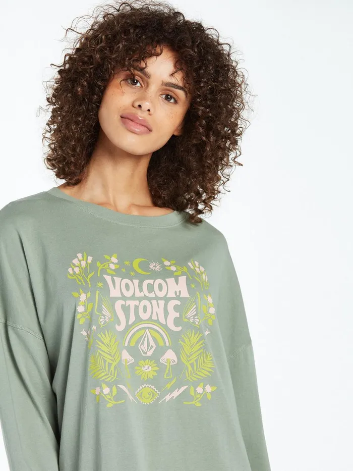 Womens Tops Volcom Werking Doubles Long Sleeve 8211 Light Army