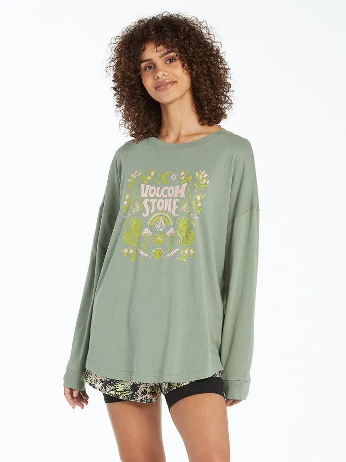 Womens Tops Volcom Werking Doubles Long Sleeve 8211 Light Army