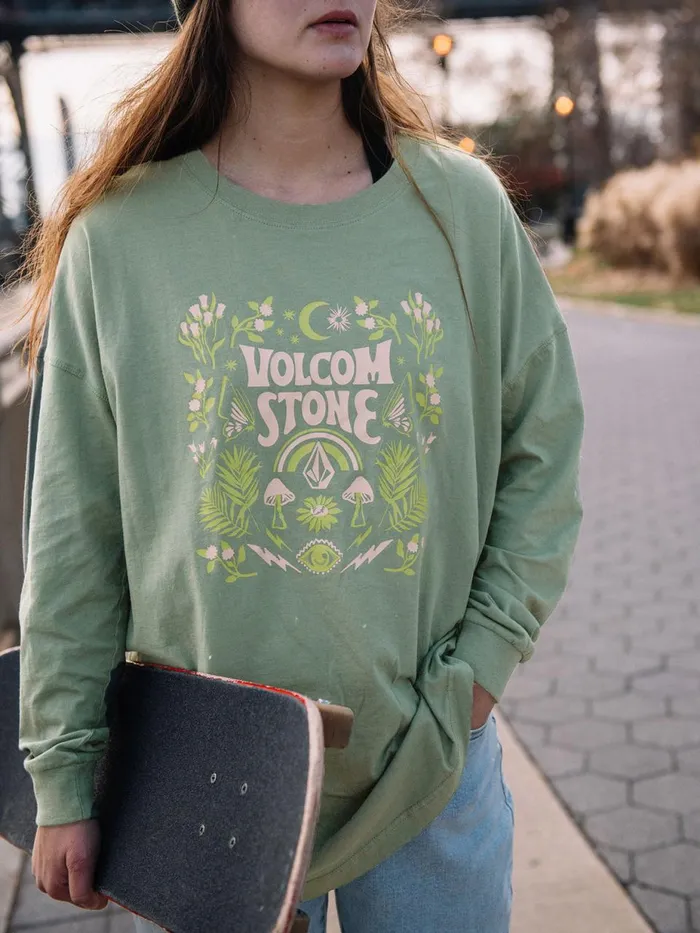 Womens Tops Volcom Werking Doubles Long Sleeve 8211 Light Army