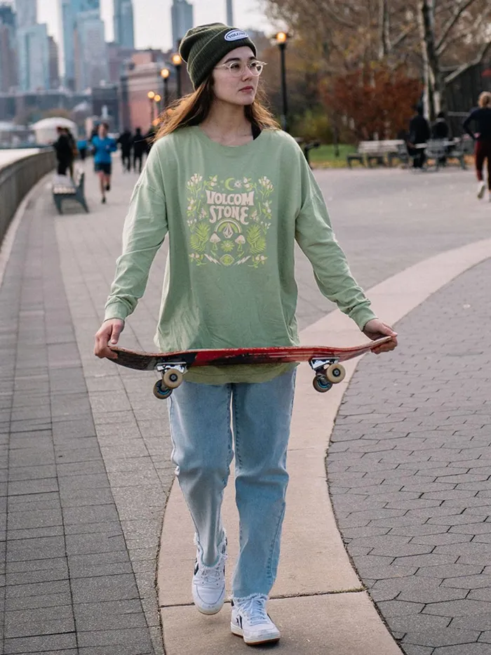 Womens Tops Volcom Werking Doubles Long Sleeve 8211 Light Army