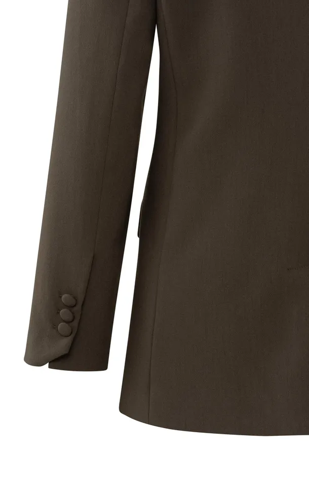 Woven Blazer With Fitted Fit Button And Pockets Chocolate Brown Women YAYA Blazers Woven Blazer With Fitted Fit Button And Pockets Chocolate Brown Women YAYA Blazers