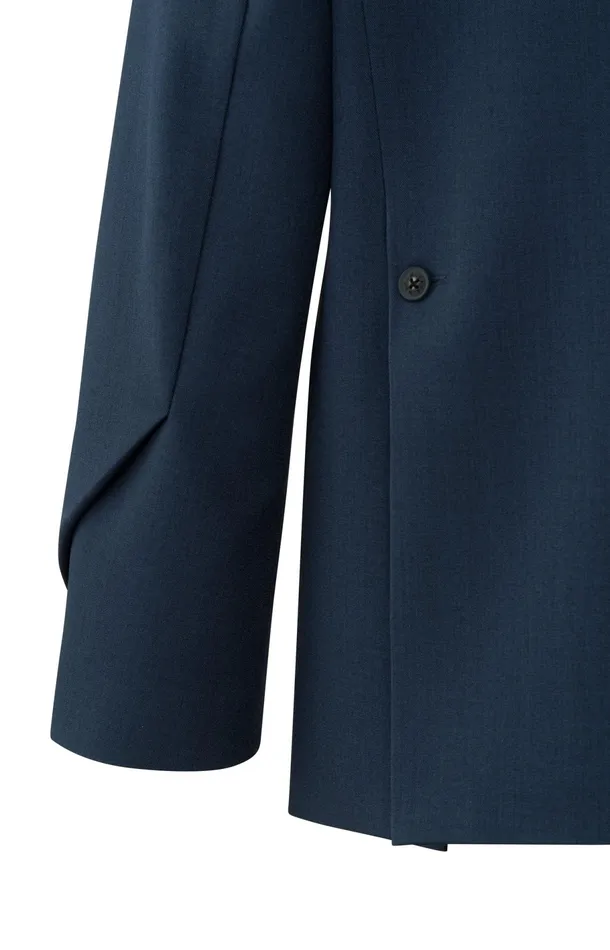 Woven Blazer With Pockets And Button Details On Sleeves Outer Space Blue Women YAYA Blazers Woven Blazer With Pockets And Button Details On Sleeves Outer Space Blue Women YAYA Blazers