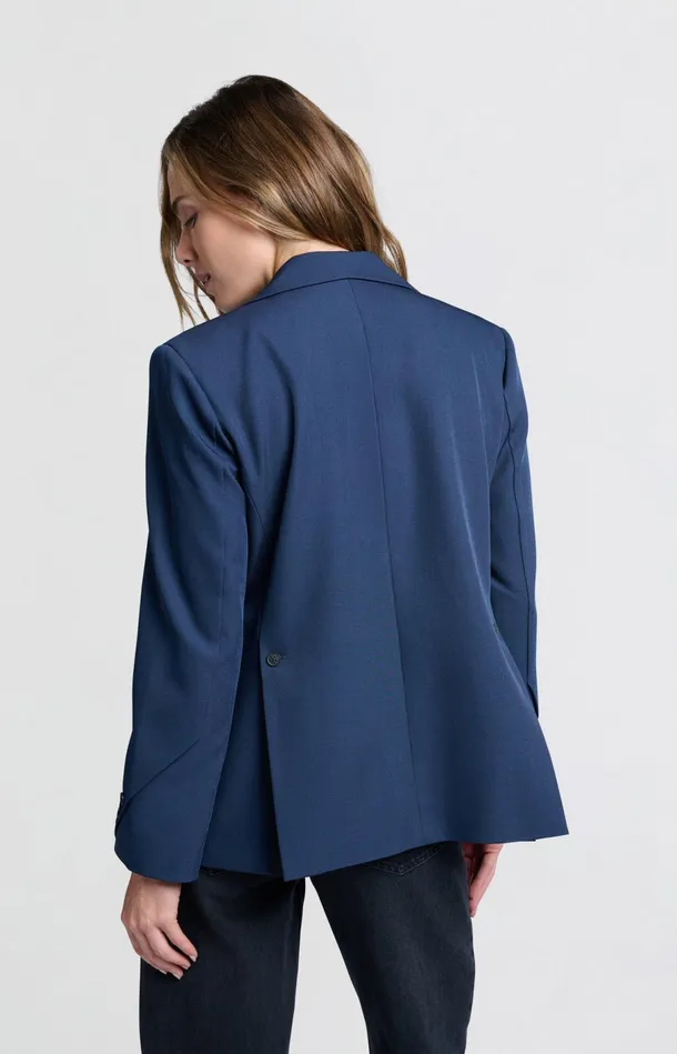 Woven Blazer With Pockets And Button Details On Sleeves Outer Space Blue Women YAYA Blazers Woven Blazer With Pockets And Button Details On Sleeves Outer Space Blue Women YAYA Blazers