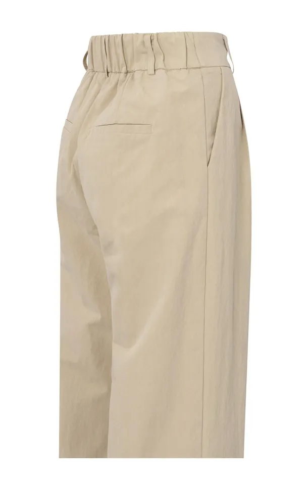 Woven Cotton Highwaist Trousers With Oversized Fit Twill Beige Women YAYA Trousers Woven Cotton Highwaist Trousers With Oversized Fit Twill Beige Women YAYA Trousers