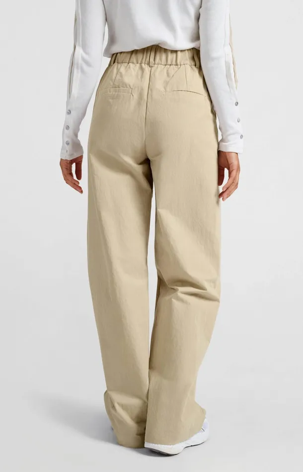 Woven Cotton Highwaist Trousers With Oversized Fit Twill Beige Women YAYA Trousers Woven Cotton Highwaist Trousers With Oversized Fit Twill Beige Women YAYA Trousers