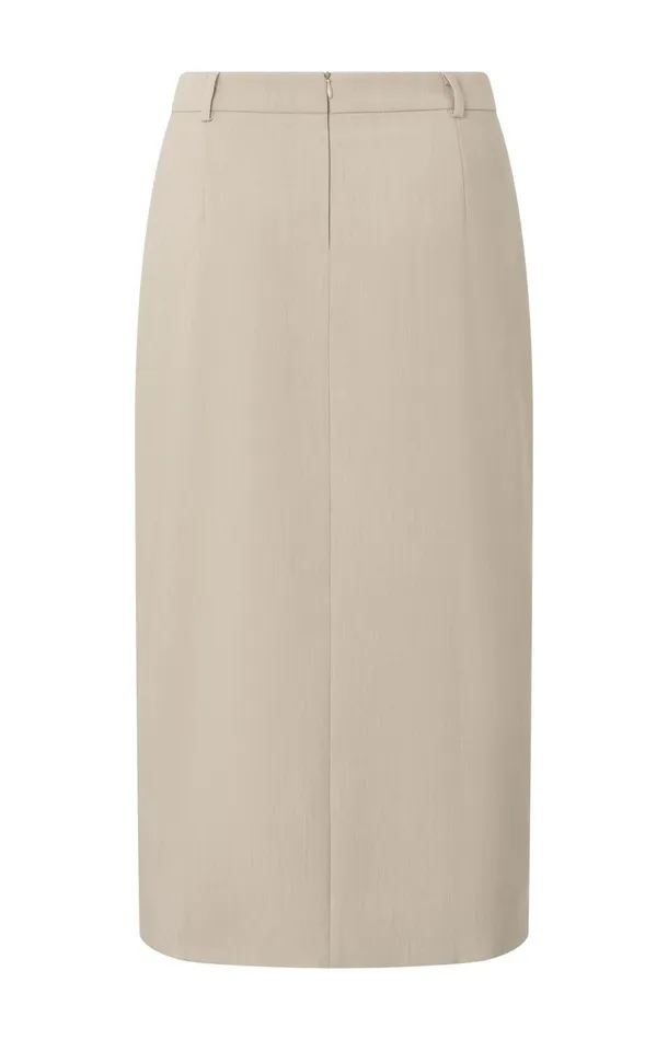 Woven Melange Midi Skirt With Slit Humus Beige Melange Women YAYA Skirts Woven Melange Midi Skirt With Slit Humus Beige Melange Women YAYA Skirts