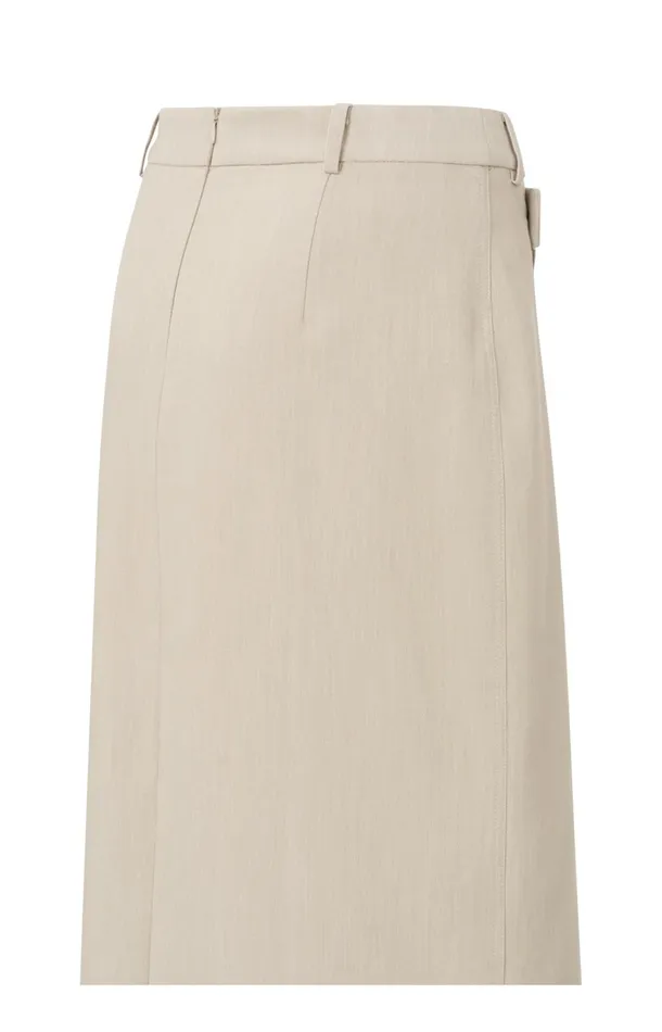 Woven Melange Midi Skirt With Slit Humus Beige Melange Women YAYA Skirts Woven Melange Midi Skirt With Slit Humus Beige Melange Women YAYA Skirts