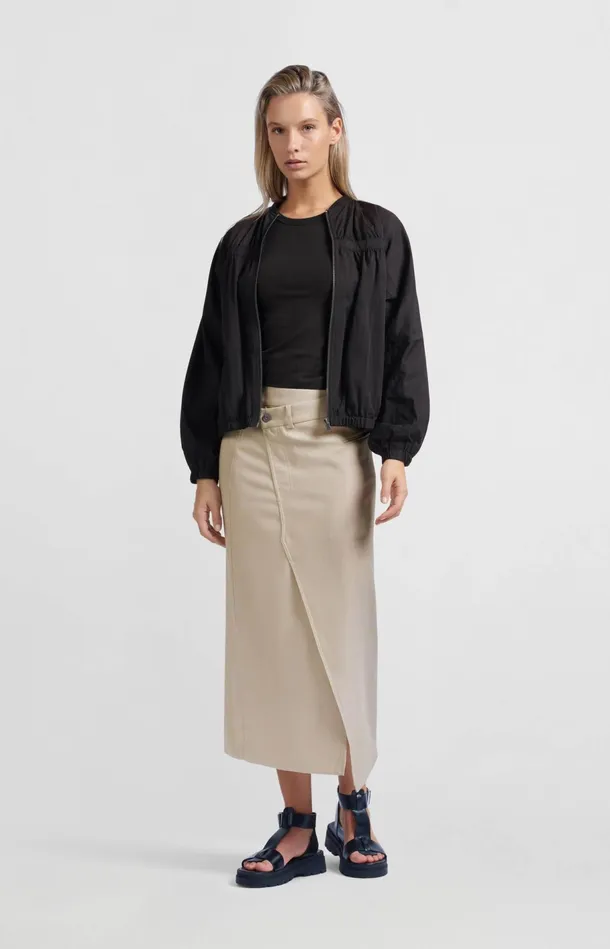 Woven Melange Midi Skirt With Slit Humus Beige Melange Women YAYA Skirts Woven Melange Midi Skirt With Slit Humus Beige Melange Women YAYA Skirts
