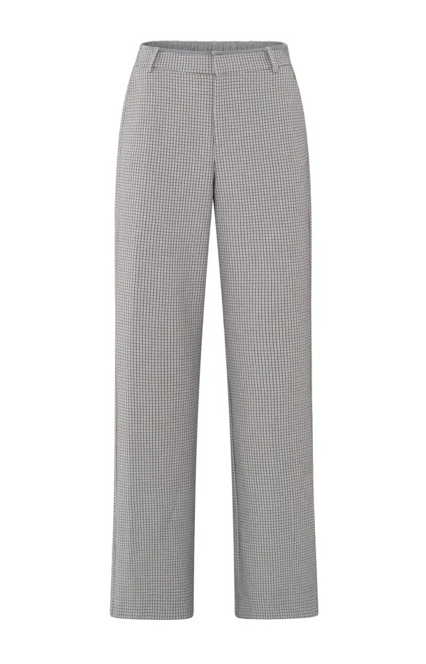 Woven Trousers With Check Pattern And Wide Legs Feather Grey Dessin Women YAYA Trousers Woven Trousers With Check Pattern And Wide Legs Feather Grey Dessin Women YAYA Trousers