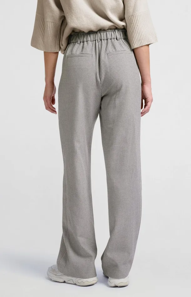 Woven Trousers With Check Pattern And Wide Legs Feather Grey Dessin Women YAYA Trousers Woven Trousers With Check Pattern And Wide Legs Feather Grey Dessin Women YAYA Trousers
