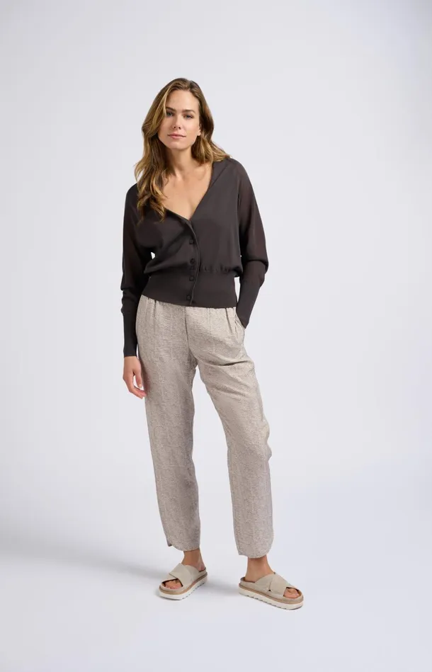 Woven Trousers With Elastic Waist And Animal Print Moonstruck Grey Dessin Women YAYA Trousers