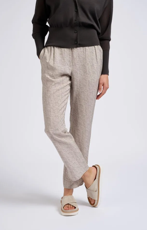 Woven Trousers With Elastic Waist And Animal Print Moonstruck Grey Dessin Women YAYA Trousers Woven Trousers With Elastic Waist And Animal Print Moonstruck Grey Dessin Women YAYA Trousers