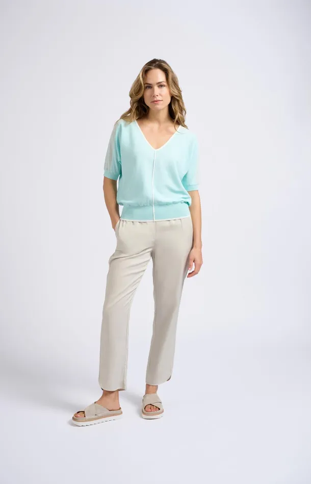Woven Trousers With Elastic Waist And Straight Legs Moonstruck Women YAYA Trousers Woven Trousers With Elastic Waist And Straight Legs Moonstruck Women YAYA Trousers