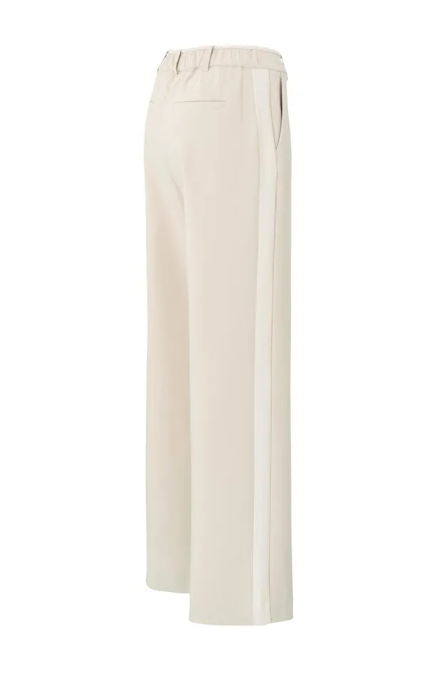 Woven Trousers With Wide Legs And Side Stripe Details Pumice Stone Beige Women YAYA Trousers Woven Trousers With Wide Legs And Side Stripe Details Pumice Stone Beige Women YAYA Trousers