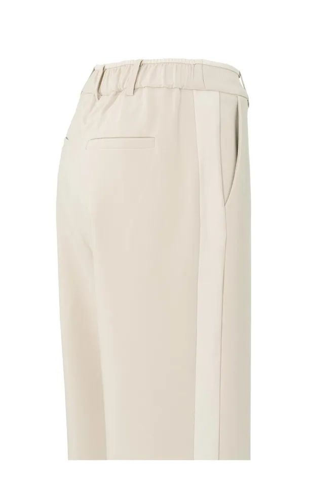 Woven Trousers With Wide Legs And Side Stripe Details Pumice Stone Beige Women YAYA Trousers Woven Trousers With Wide Legs And Side Stripe Details Pumice Stone Beige Women YAYA Trousers