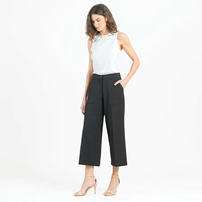 Woven Twill 8211 Zip Closure Front Pocket Cropped Trouser 8211 Black 8211 Final Sale Women Clara Sunwoo Pants Skirts