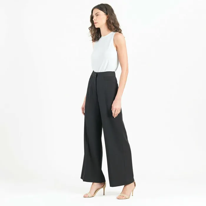 Woven Twill 8211 Zip Closure Wide Leg Pocket Trouser 8211 Black 8211 Final Sale Women Clara Sunwoo Pants Skirts