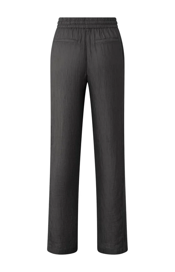 Woven Wide Leg Trousers With Drawstring In Airy Fit Licorice Black Women YAYA Trousers Woven Wide Leg Trousers With Drawstring In Airy Fit Licorice Black Women YAYA Trousers