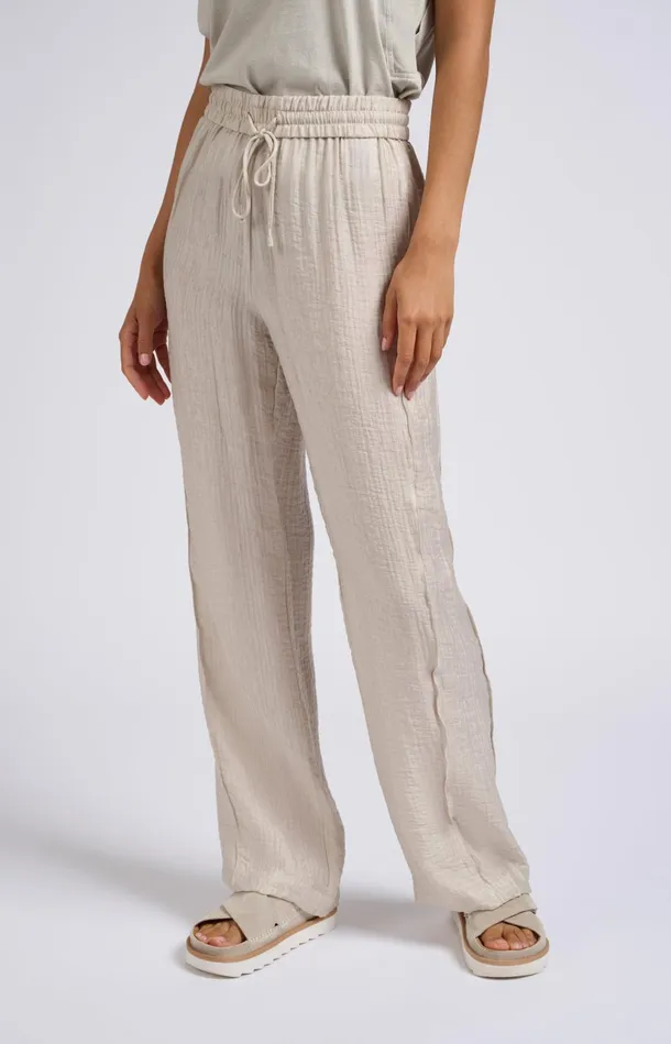 Woven Wide Leg Trousers With Drawstring In Airy Fit Moonstruck Women YAYA Trousers Woven Wide Leg Trousers With Drawstring In Airy Fit Moonstruck Women YAYA Trousers