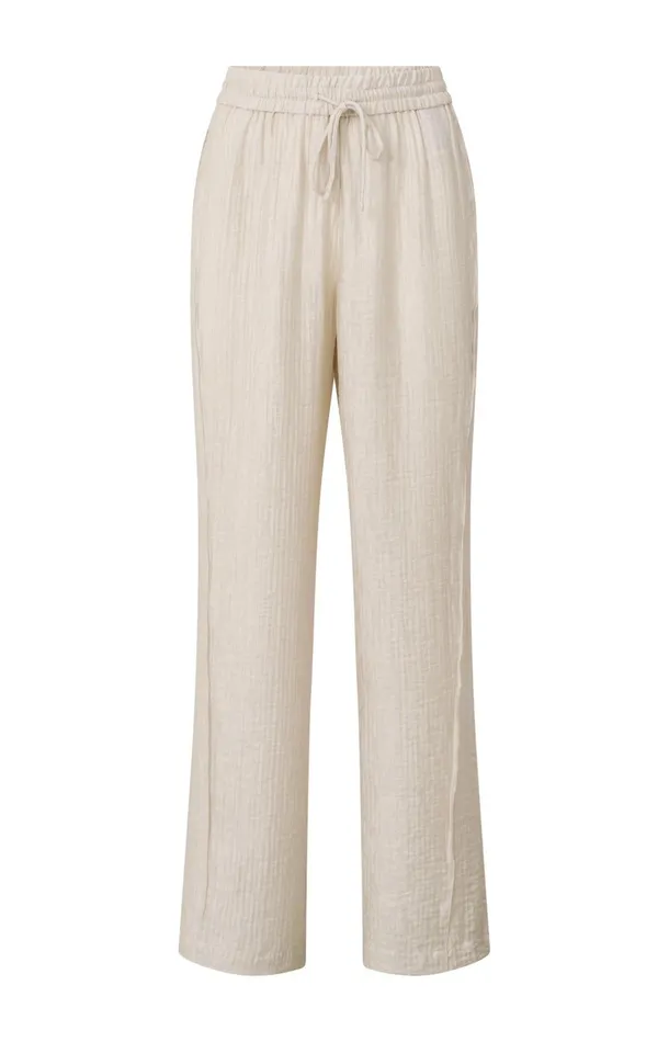 Woven Wide Leg Trousers With Drawstring In Airy Fit Moonstruck Women YAYA Trousers Woven Wide Leg Trousers With Drawstring In Airy Fit Moonstruck Women YAYA Trousers