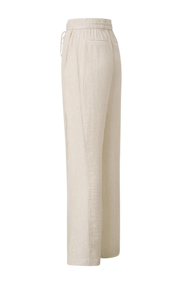 Woven Wide Leg Trousers With Drawstring In Airy Fit Moonstruck Women YAYA Trousers Woven Wide Leg Trousers With Drawstring In Airy Fit Moonstruck Women YAYA Trousers
